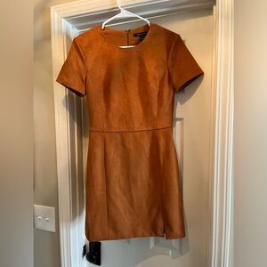 French Connection Burnt Orange Suede-Like Mini Dress